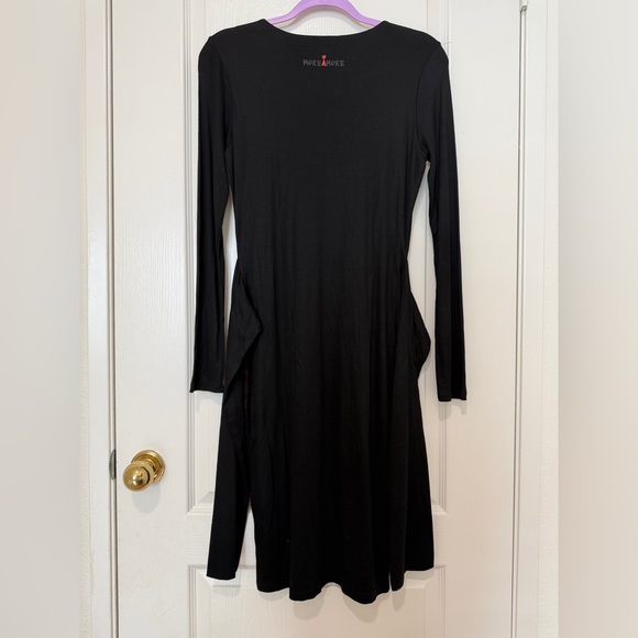 Desigual Duna Black & Red Floral Stretch Dress Long Sleeve Artsy Print Size M - Picture 5 of 6